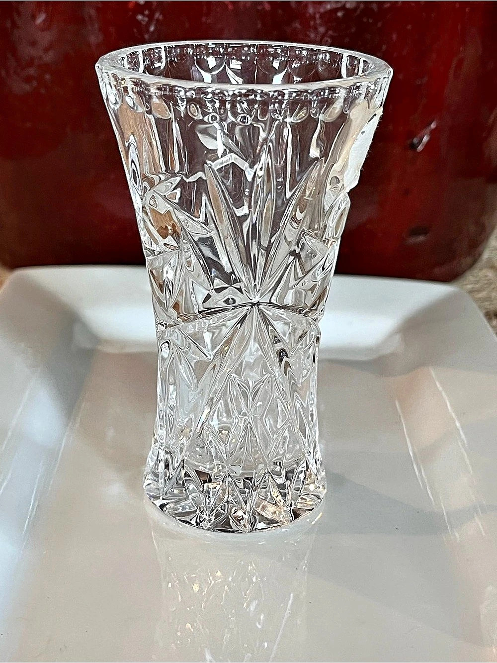 Lenox starburst crystal cut glass  Bud vase 4”